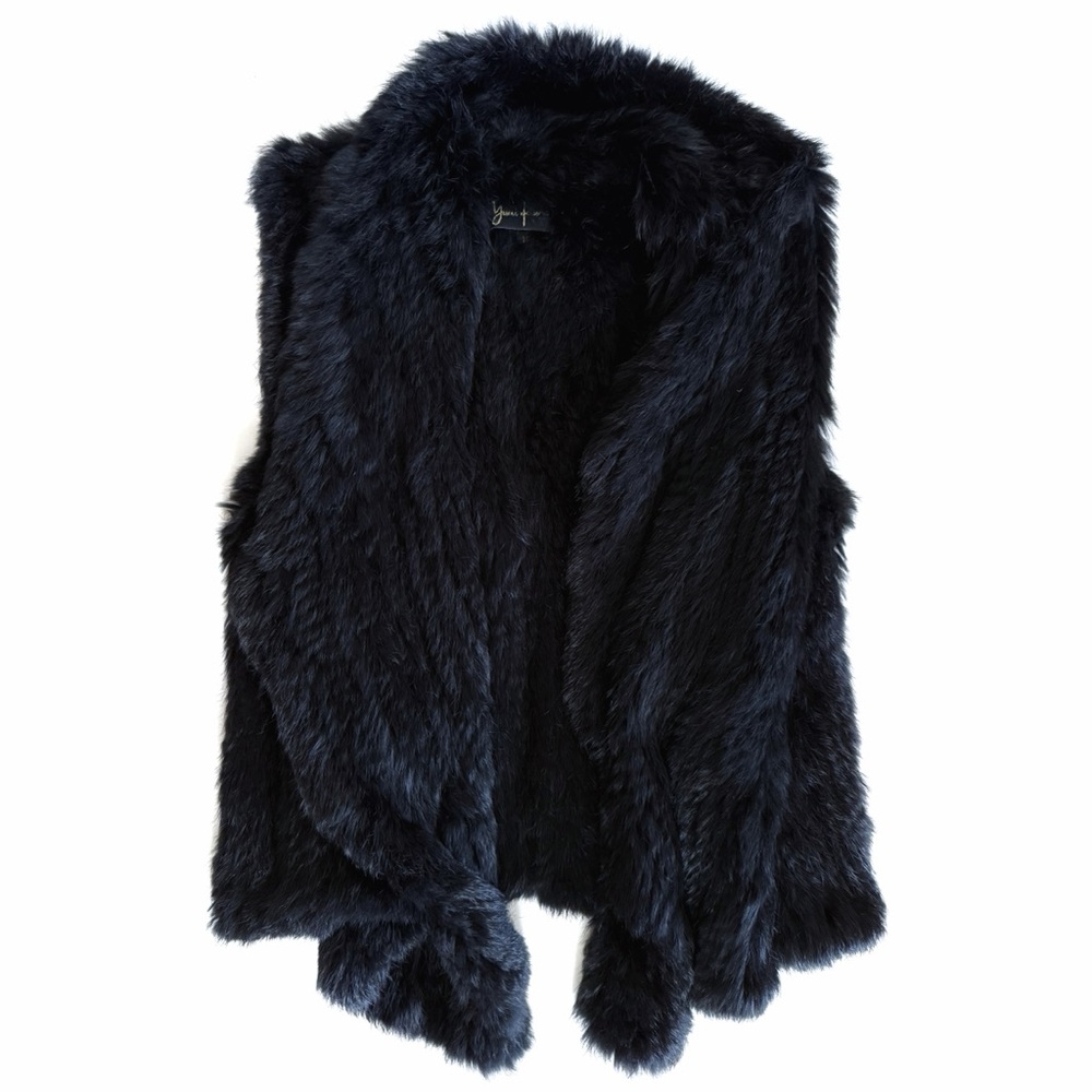 Yumi Kim Black Rabbit Fur Vest Med